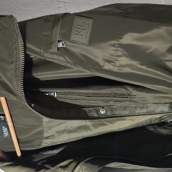 Lauren Ralph Lauren Olive Green Anorak Rain Jacket With Convertible Hood Size L - Picture 8 of 16